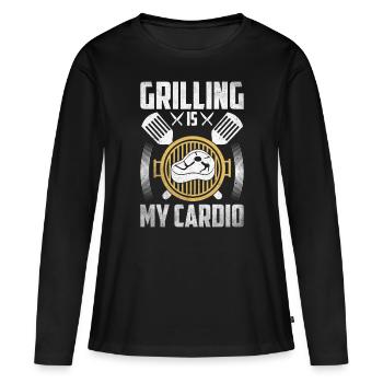 Grillades Barbecue Grillades de fête Barbecue professionnel - T-shirt manches longues Premium bio Femme - noir - Devant - Julia (174cm)