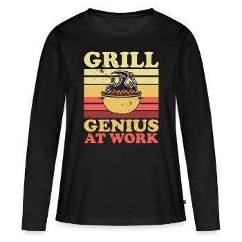 Grillades Barbecue Grillades de fête Barbecue professionnel - T-shirt manches longues Premium bio Femme - noir - Devant - Julia (174cm)