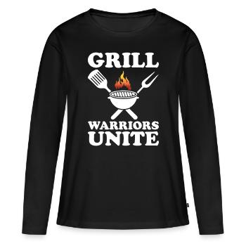 Grillades Barbecue Grillades de fête Barbecue professionnel - T-shirt manches longues Premium bio Femme - noir - Devant - Julia (174cm)