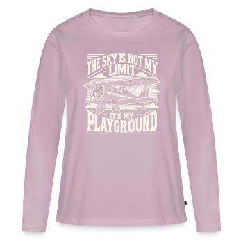 Pilot, Pilotin, Flugzeug, Flieger, Flugschule - Frauen Premium Bio Langarmshirt - Altrosa - Vorne - Julia (174cm)