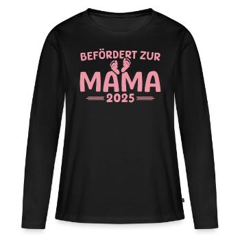 Werdende Mutter 2025 - Frauen Premium Bio Langarmshirt - Schwarz - Vorne - Julia (174cm)