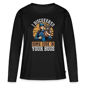 J’ai découvert des bugs de pulvérisation de code - T-shirt manches longues Premium bio Femme - noir - Devant - Julia (174cm)