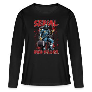 Lutte antiparasitaire Serial Bug Killer Gestion parasitaire - T-shirt manches longues Premium bio Femme - noir - Devant - Julia (174cm)
