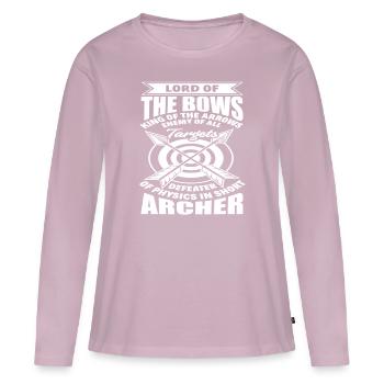 Bow Funny Archery Saying - Women's Premium Organic Long Sleeve Shirt - dusky pink - Front - Julia (174cm)