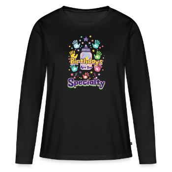 Les anniversaires d’infirmières L&D sont notre spécialité - T-shirt manches longues Premium bio Femme - noir - Devant - Julia (174cm)