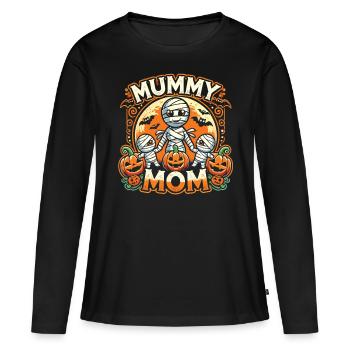 Halloween Shirt for Mothers - "Mummy Mom" Design - Women's Premium Organic Long Sleeve Shirt - black - Front - Julia (174cm)