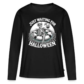 Squelette détendu Halloween attendant Halloween - T-shirt manches longues Premium bio Femme - noir - Devant - Julia (174cm)