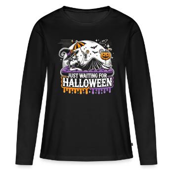 Temps mort magique : la sorcière frissonne - T-shirt manches longues Premium bio Femme - noir - Devant - Julia (174cm)