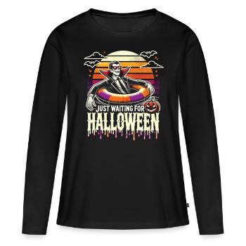 Vampire Chilling : En attendant Halloween - T-shirt manches longues Premium bio Femme - noir - Devant - Julia (174cm)
