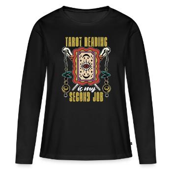 La lecture du tarot est mon deuxième métier de voyante - T-shirt manches longues Premium bio Femme - noir - Devant - Julia (174cm)