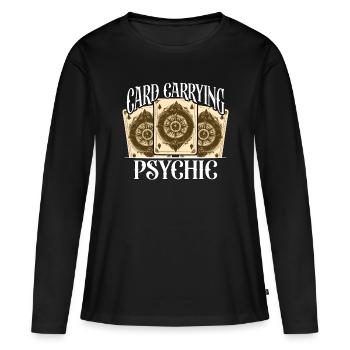 Carte de lecture de tarot portant un amateur de tarot psychique - T-shirt manches longues Premium bio Femme - noir - Devant - Julia (174cm)