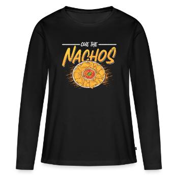 Nachos Cue The Nachos Passionné de cuisine mexicaine - T-shirt manches longues Premium bio Femme - noir - Devant - Julia (174cm)