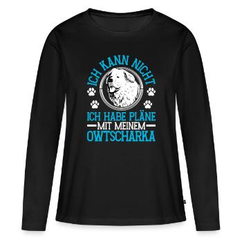 Plans d’Ovcharka avec Ovcharka du Caucase - T-shirt manches longues Premium bio Femme - noir - Devant - Julia (174cm)