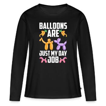 Ballon Twister Ballon Artiste Ballon Animaux - T-shirt manches longues Premium bio Femme - noir - Devant - Julia (174cm)