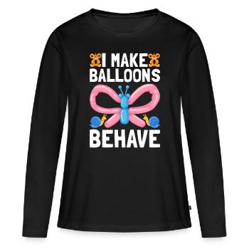 Ballon Twister Ballon Artiste Ballon Animaux - T-shirt manches longues Premium bio Femme - noir - Devant - Julia (174cm)