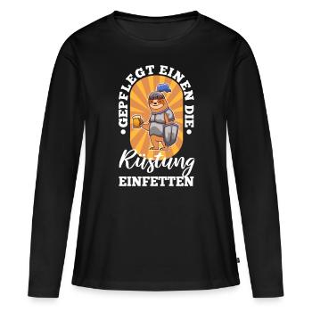 Bien entretenu pour graisser l’armure - T-shirt manches longues Premium bio Femme - noir - Devant - Julia (174cm)