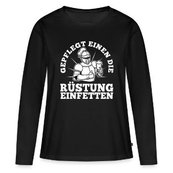 Bien entretenu pour graisser l’armure - T-shirt manches longues Premium bio Femme - noir - Devant - Julia (174cm)