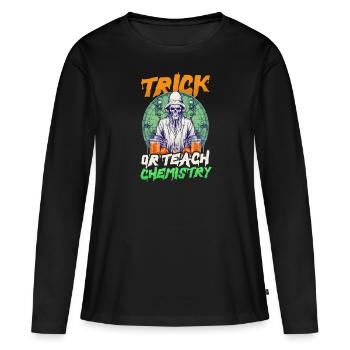 Halloween Chemielehrer Süßes Oder Saures Chemiker - Frauen Premium Bio Langarmshirt - Schwarz - Vorne - Julia (174cm)