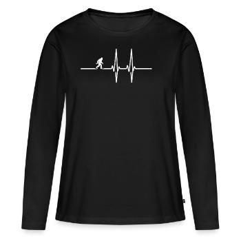 Bigfoot Herzschlag EKG - Frauen Premium Bio Langarmshirt - Schwarz - Vorne - Julia (174cm)