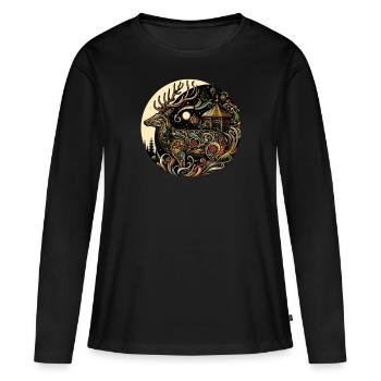 Fantaisie de cerf coloré - T-shirt manches longues Premium bio Femme - noir - Devant - Julia (174cm)