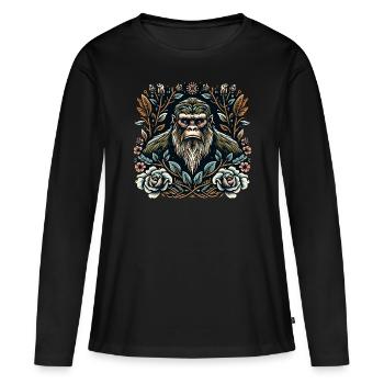 Floral Bigfoot Sasquatch - T-shirt manches longues Premium bio Femme - noir - Devant - Julia (174cm)