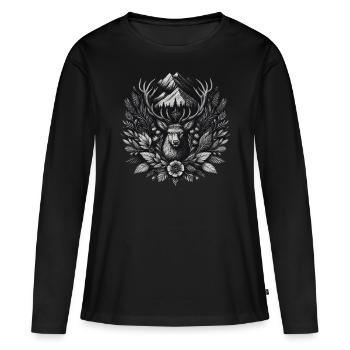 Bock Hirsch Berg - T-shirt manches longues Premium bio Femme - noir - Devant - Julia (174cm)