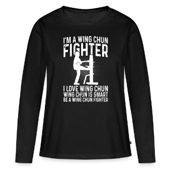 Wing Chun - Je suis un combattant de Wing Chun. J’adore Wing C - T-shirt manches longues Premium bio Femme - noir - Devant - Julia (174cm)