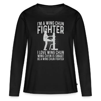 Je suis un combattant de Wing Chun. J’adore le Wing Chun - T-shirt manches longues Premium bio Femme - noir - Devant - Julia (174cm)