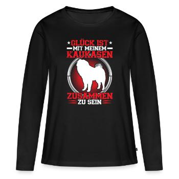 Avec mon Ovcharka son Ovcharka du Caucase - T-shirt manches longues Premium bio Femme - noir - Devant - Julia (174cm)