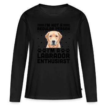 Je ne suis pas une personne ordinaire, je suis un passionné du Labrador - T-shirt manches longues Premium bio Femme - noir - Devant - Julia (174cm)
