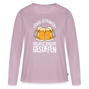 Genug getrunken jetzt wird gesoffen - Frauen Premium Bio Langarmshirt - Altrosa - Vorne - Julia (174cm)