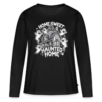 Maison hantée effrayante d’Halloween - T-shirt manches longues Premium bio Femme - noir - Devant - Julia (174cm)