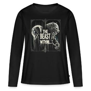 Chemise Loup-Garou Femme - La Bête Intérieure - T-shirt manches longues Premium bio Femme - noir - Devant - Julia (174cm)