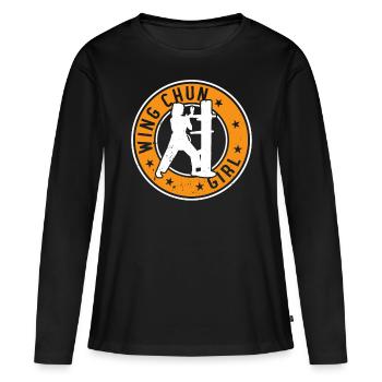 Wing Chun Fille Wing Chun Combattante - T-shirt manches longues Premium bio Femme - noir - Devant - Julia (174cm)