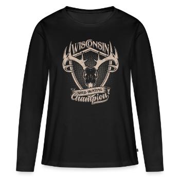 Bois Bois Chasse Bois Lancer Cannes - T-shirt manches longues Premium bio Femme - noir - Devant - Julia (174cm)