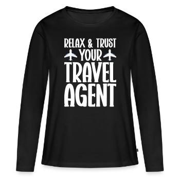 Commis au tourisme Agence de voyages - T-shirt manches longues Premium bio Femme - noir - Devant - Julia (174cm)
