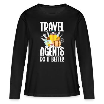 Commis au tourisme Agence de voyages - T-shirt manches longues Premium bio Femme - noir - Devant - Julia (174cm)