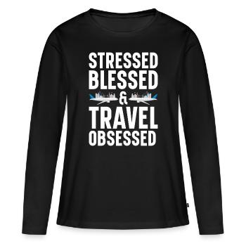 Commis au tourisme Agence de voyages - T-shirt manches longues Premium bio Femme - noir - Devant - Julia (174cm)