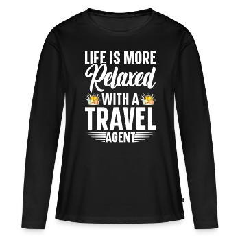 Commis au tourisme Agence de voyages - T-shirt manches longues Premium bio Femme - noir - Devant - Julia (174cm)