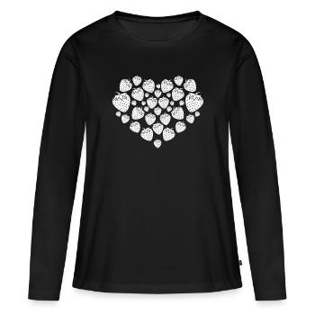Strawberry Heart Strawberry Heart - Frauen Premium Bio Langarmshirt - Schwarz - Vorne - Julia (174cm)