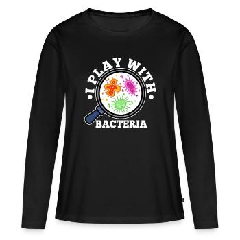 Je joue avec les bactéries - T-shirt manches longues Premium bio Femme - noir - Devant - Julia (174cm)