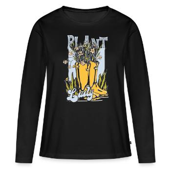 Collectionneur de plantes Plant Plant Lady - T-shirt manches longues Premium bio Femme - noir - Devant - Julia (174cm)
