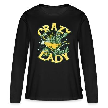 Plantes Plante Collector Plante Crazy Plant Lady - T-shirt manches longues Premium bio Femme - noir - Devant - Julia (174cm)