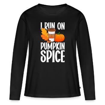 Citrouille Épices Latte Automne Halloween Citrouille Épices Épices - T-shirt manches longues Premium bio Femme - noir - Devant - Julia (174cm)