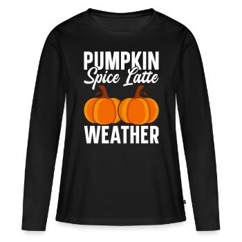 Citrouille Épices Latte Automne Halloween Citrouille Épices Épices - T-shirt manches longues Premium bio Femme - noir - Devant - Julia (174cm)