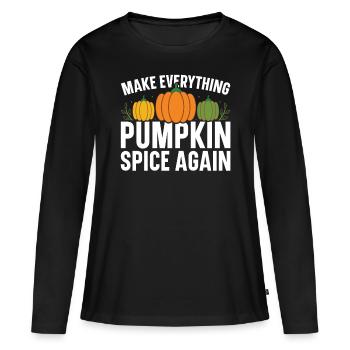 Citrouille Épices Latte Automne Halloween Citrouille Épices Épices - T-shirt manches longues Premium bio Femme - noir - Devant - Julia (174cm)