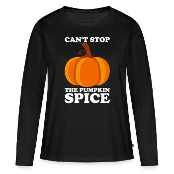 Citrouille Épices Latte Automne Halloween Citrouille Épices Épices - T-shirt manches longues Premium bio Femme - noir - Devant - Julia (174cm)