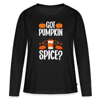 Citrouille Épices Latte Automne Halloween Citrouille Épices Épices - T-shirt manches longues Premium bio Femme - noir - Devant - Julia (174cm)