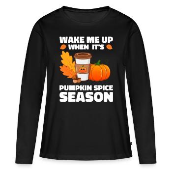 Citrouille Épices Latte Automne Halloween Citrouille Épices Épices - T-shirt manches longues Premium bio Femme - noir - Devant - Julia (174cm)