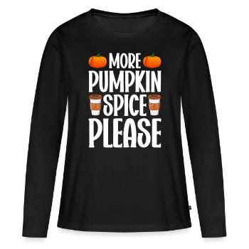 Citrouille Épices Latte Automne Halloween Citrouille Épices Épices - T-shirt manches longues Premium bio Femme - noir - Devant - Julia (174cm)
